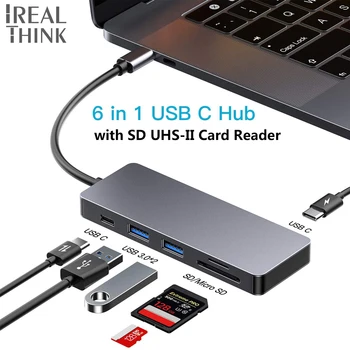 

IREALTHINK Macbook Pro Dock Splitter USB HUB UHS-II SD Card Reader Type C Adapter USB C HUB for Macbook Air/iPad
