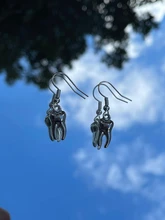 20 Uds. En 3D de colgantes de diente de zombi, muelas de la dentadura de 16x8x5mm, colgantes de Color plateado Bronce Antiguo, hechos a mano, joyería tibetana