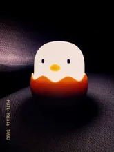 Luz Led nocturna para niños, lámpara de silicona suave recargable por USB, decoración de dormitorio, regalo, noche de pollito de Animal, sombra de Luna