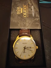 OLEVS-Reloj clásico de cuarzo para hombre, resistente al agua, correa de cuero, informal, Popular, de negocios