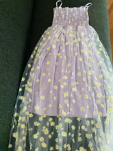 Las mujeres vestido de dibujo de Margarita verano Sexy de encaje vestido de malla de la correa de espagueti vestido Floral Vestidos estilo coreano vestido largo