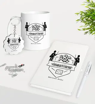 

Personalized World Best Öğretmeni Trophy Keychain White Notebook Pen Gift Seti-18