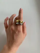 HUANZHI-anillo ancho brillante minimalista para mujer y hombre, anillos abiertos geométricos, joyería, Color dorado, plateado, 2020