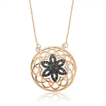 

KUTAYDAN 925 Sterling Silver Black Life Flower Lady Necklace