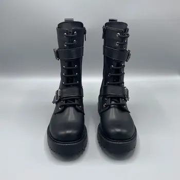 

PLATIN TOPUKLAR Women's Black Winter Closed Toe Lace-Up Zippered Boots Shoes