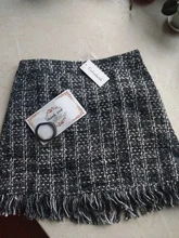 Lady Skirt Tassel Hip-Skater Vintage Plaid High-Waist Women Package Wool SK5583 In-A-Cage