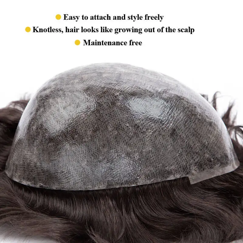 Male Hair Prosthesis Injection Skin Men's Wig Durable Wigs