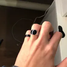 Anillo Vintage para hombre, anillos de esmalte, Punk, clásico, negro, piedras negras de imitación, anillo esmaltado