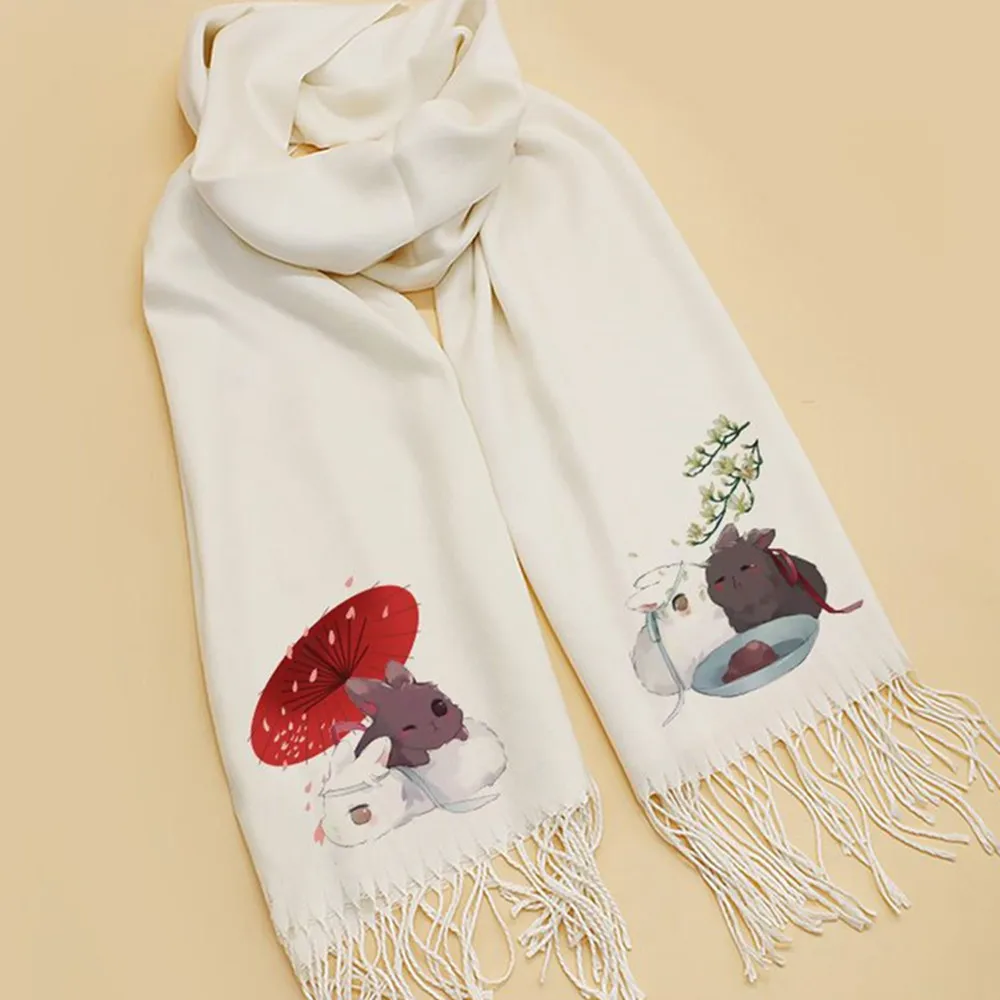 Anime Mo Dao Zu Shi Cute Rabbit Scarf Wei Wuxian Lan Wangji Cosplay Women Men Winter Warm Scarf Clothing Accessories Fans Gift