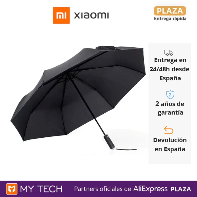 Automatic Umbrella, paraguas plegable, resistente, ligero, cierre y apertura automático, poliéster y aluminio - AliExpress Hogar y jardín