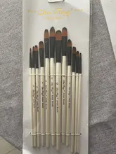 Juego de 12 Uds. De cerdas de nailon para acuarela, pintura al óleo de acrílico, inclinada plana, redonda, punta de bolígrafo, mango de madera, accesorio de arte