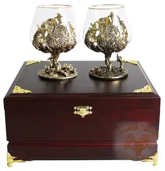 

Engraving gift art products, souvenirs and gifts brass cognac glasses 050402043/3, set of