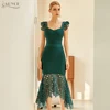 Adyce 2022 New Spaghetti Strap Lace Sleeveless Bandage Dress Sexy Women Green Midi Bodycon Club Celebrity Runway Party Dresses ► Photo 3/6