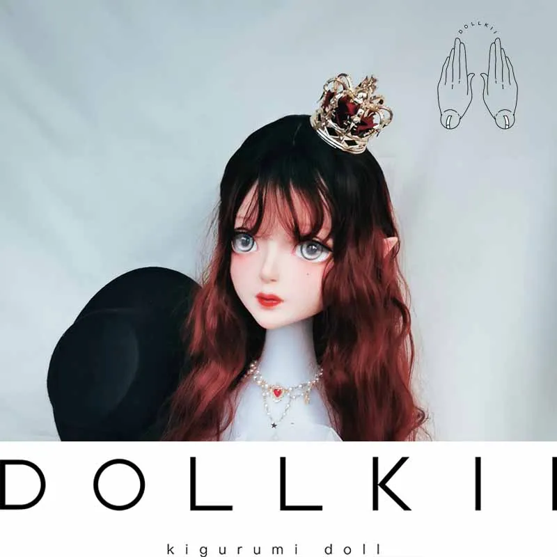 DOLLKIIA) одежда высшего качества ручной работы Женская девушка смолы половина головы косплей японский ролевые игры BJD маска кигуруми кукла Трансвестит маска - Цвет: makeup3