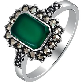 

Esthete ring with marcasites and onyx from black silver