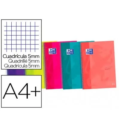 SPIRAL NOTEBOOK OXFORD EBOOK 4 CAP EXTRADURA DIN A5 + 120 H GRID 5 MM ASSORTED COLORS TOUCH 5 Units