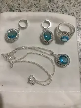 Colgante de cristal plateado de Ley 925 para mujer, collar, pendientes, conjunto de joyería nupcial, joyería 2021