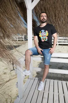 

Angemiel Wear Holidaymaker Dented Panda Cotton Black Male T-Shirt