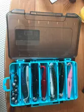 Kingdom Fishing Box 12 14 compartimentos accesorios de pesca, cajas de anzuelos de señuelo de almacenamiento de doble cara de alta resistencia, caja de aparejos de pesca