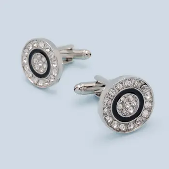 

Cufflinks jewelry black circle with stones (54841)
