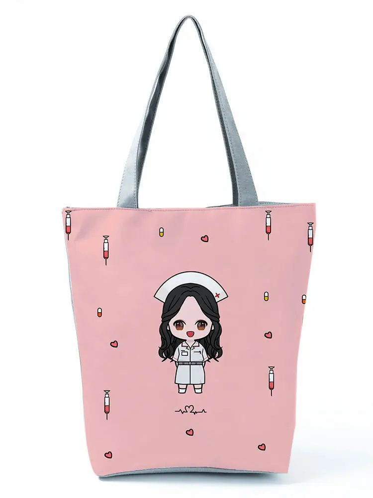 

Лидер продаж, сумки для медсестер с принтом иглы, классические женские сумки на плечо, модная сумка-тоут, экологичные уличные сумки, Портативная сумка бэнто