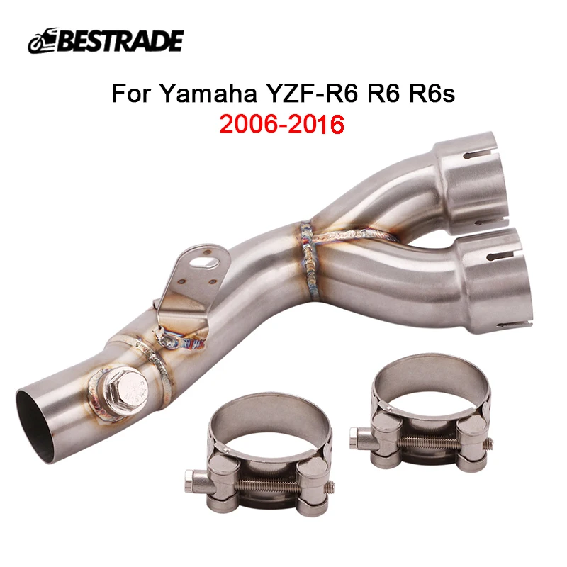 

For Yamaha R6 R6s YZF-R6 2006-2016 Exhaust Pipe Motorcycle Original Connector Tips Middle Mid Link Tube Stainless Steel Slip On