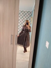 Women Summer Spring-Dress Vestidos A-Line Long-Sleeve Dot Print Midi Chiffon S.FLAVOR