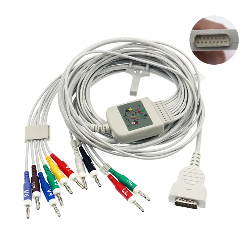 2 Pz/Lotto Ge-Marqutte Di Un Pezzo 10-Lead Ecg Cavo Con Iec Banana 10K Resistenza Ce E Iso13485