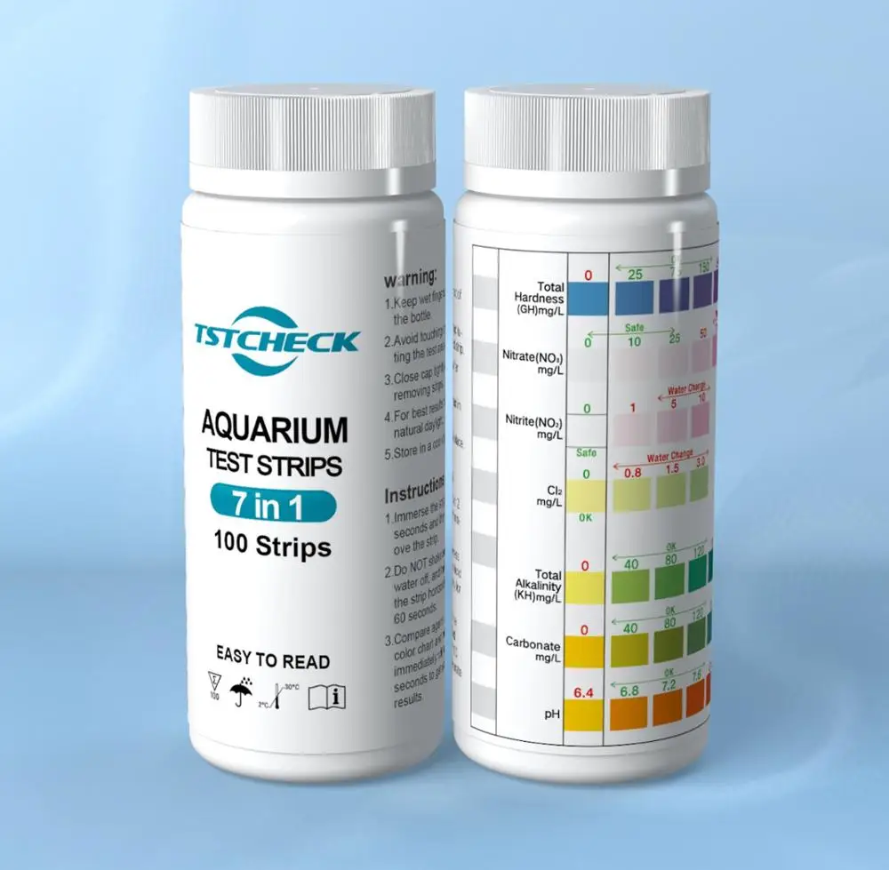 Kit de test d'eau 9 en 1 pour aquarium, 100 bandelettes de test d'eau  d'aquarium, eau douce salée et étang, test rapide et complet du pH, de la