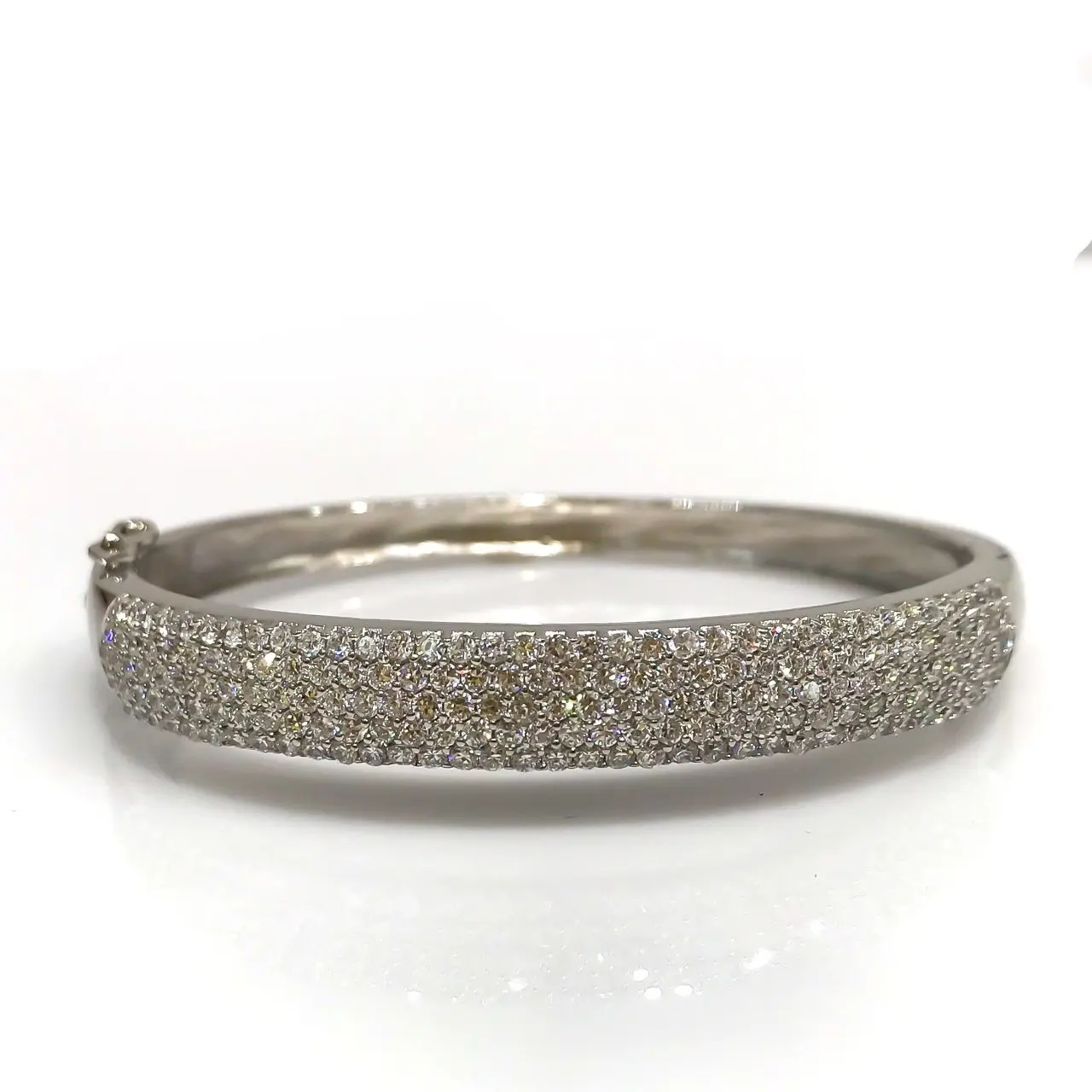 5 row Stone Classical Avant-Garde Silver Handcuffs Bracelet Bangle