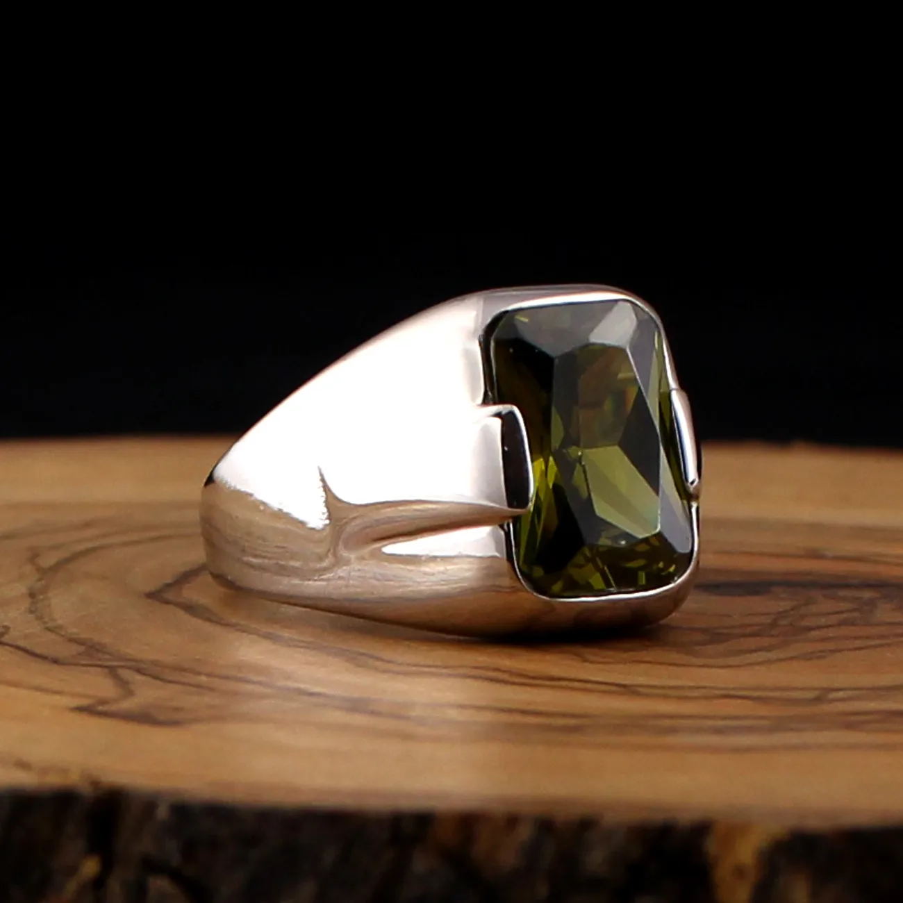 925 Sterling Silver Ring For Men Olive Green Natural Zircon Stone Jewelry Fashion Vintage Gift Onyx Aqeq Accessories All Size|Rings| – AliExpress