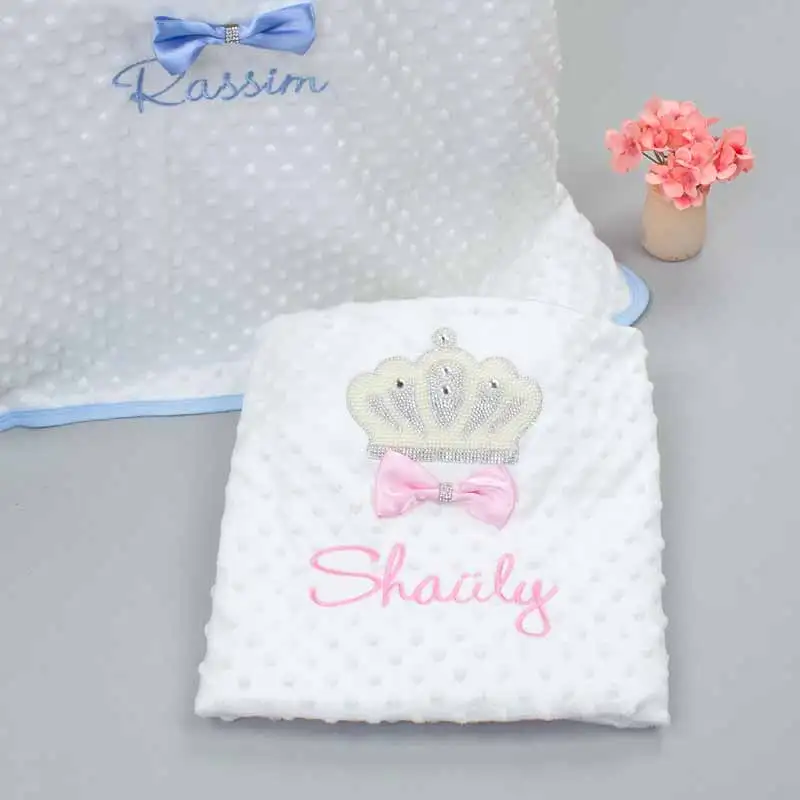 Personalized Baby Name Embroidered Blanket King Queen Babies Girls Boys