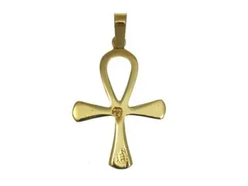 

Life cross in yellow gold engraved with heart and footprint