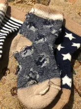 Calcetines de algodón suave para niños de 0 a 6 años, 5 par/lote, Linda y cálida caricatura, a rayas, de moda, para escuela, Otoño e Invierno