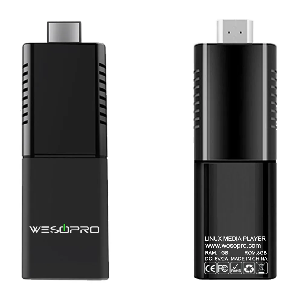 WESOPRO Linux OS IPTV Stick With 1GB RAM 8GB ROM 2.4GHz 5.0GHz Dual Band WIFI Netflix Media Player 4K Decoding Youtube TV Dongle |