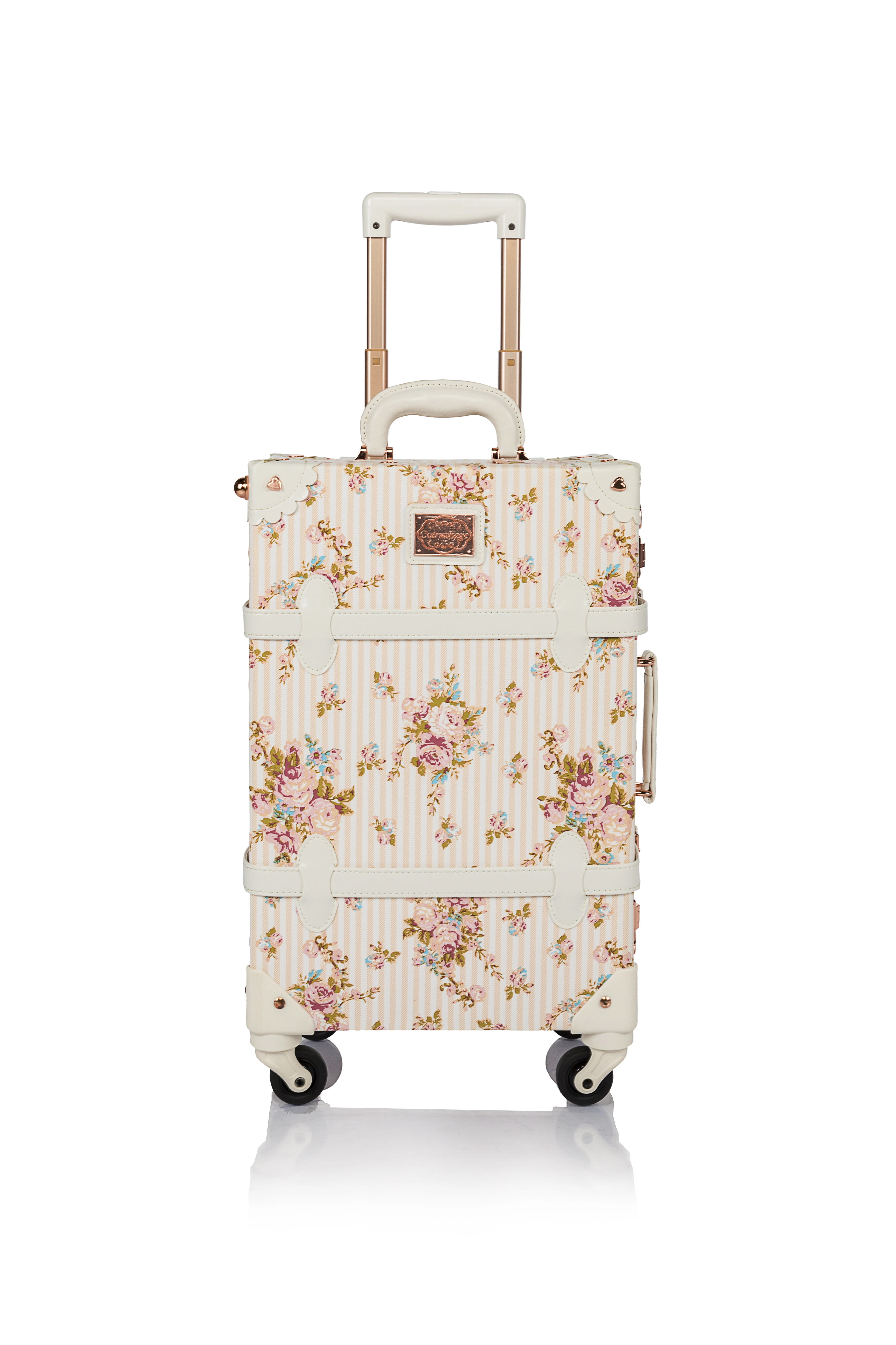 Витажный бежево-цветочный чемодан UK-6070 Beige Floral