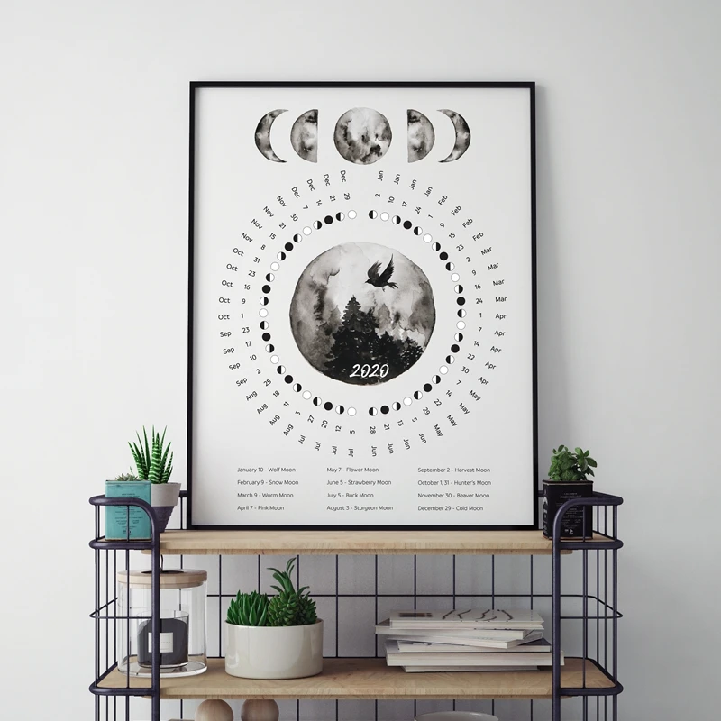 2020 Moon Phases Calendar Print