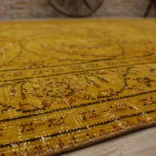 Турецкий желтый коврик ручной работы, цветочный дизайн старинный ковер декоративный коврик, антикварный ковер