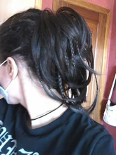 MEIFAN-banda de goma trenza moño para cabello sintético, moño de pelo falso Natural, rizado, extensiones de Clip en coletas