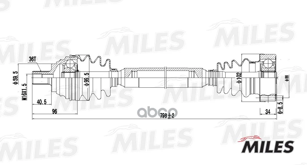 Привод В Сборе Audi A3 Ii/Skoda/Golf V-Vi 1.6 03- Прав. Miles Gc02002 Miles арт. GC02002