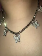Modyle-collar con colgante de mariposa para mujer, joyería con diamantes de imitación brillantes, llamativo, gargantilla de cristal, para regalo