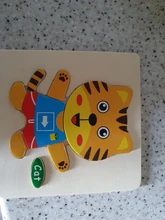 Rompecabezas 3D de madera Montessori para niños, juguete de rompecabezas de animales de dibujos animados, rompecabezas de madera para niños educativos bebé