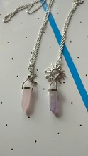 Colgante de cristal Hexagonal para mujer, piedra Natural, sol y luna, mejores amigos, joyería, color púrpura, rosa, 2 uds.