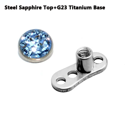 Titanium Base 1PC Steel/Titanium Base Micro Dermal Anchor Gem Micro Dermal Anchor 6mm Epoxy Crystal Ferido Top Dermal Piercing Fashion Jewelry - Окраска металла: Titanium Base