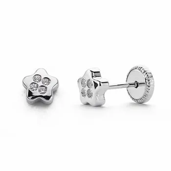 

Earrings 18k white gold star zircons 5mm. [AA1970]
