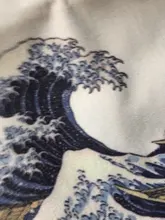 Bolso de lona de gran capacidad con impresión divertida de onda japonesa, bolso de hombro femenino de moda Harajuku con dibujos y letras Ulzzang con cremallera