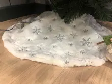 Christmas-Tree-Skirts Party-Decorations White Xmas Plush Snowflake Faux-Fur Golden/silver