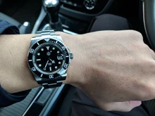 San Martin -Reloj de cuarzo con cristal de zafiro, pulsera de reloj mecánico, automático, con esfera de cerámica y con fecha