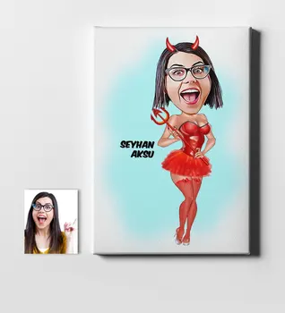 

Personalized Devil Girl Cartoon Canvas Print (50x70 cm.) 1