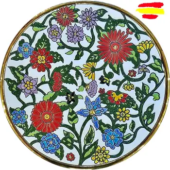 

Ceramic Plate 24 cm. /9.5 inch diameter - Ceramics glazed up handmade - Made in Spain - gold 24k - ARTECER - MIJAS -